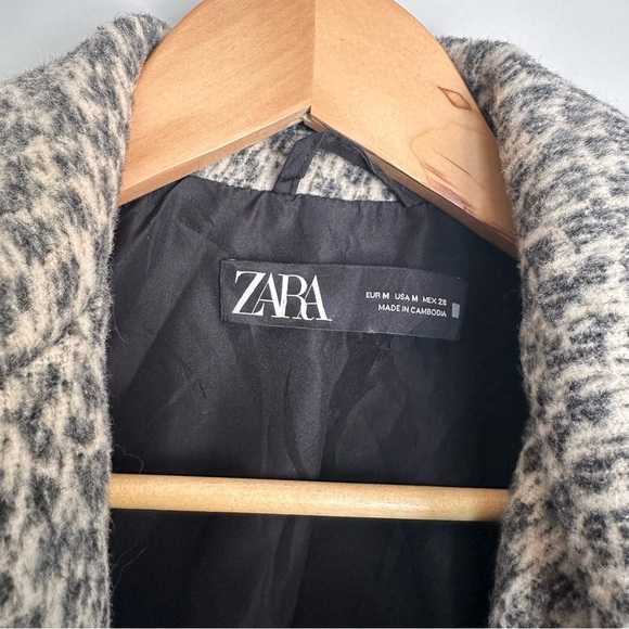 Zara Animal Print Moto Jacket Belted Zip Front Medium Leopard Print - Picture 7 of 10